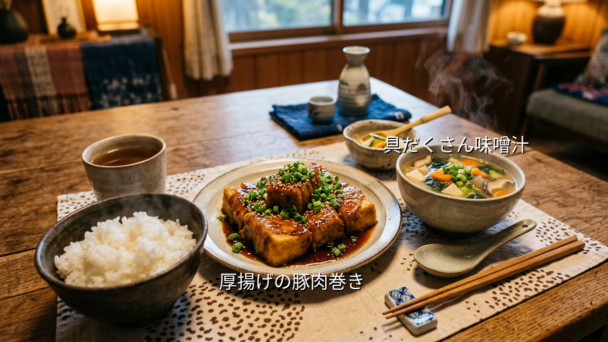 料理初心者が10分で迷わず作れる甘辛タレの厚揚げ豚肉巻き